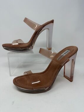 Steve Madden “Glassy” Lucite Heels/ Dress Platform Sandals Size 7